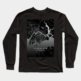 Singapore City Map dark Long Sleeve T-Shirt